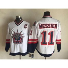 New York Rangers 11 Mark Messier White CCM Statue of Liberty Stitched NHL Jersey