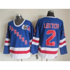 New York Rangers 2 Brian Leetch Blue CCM 75TH Stitched NHL Jersey