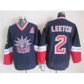 New York Rangers 2 Brian Leetch Navy Blue CCM Statue of Liberty Stitched NHL Jersey