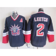 New York Rangers 2 Brian Leetch Navy Blue CCM Statue of Liberty Stitched NHL Jersey
