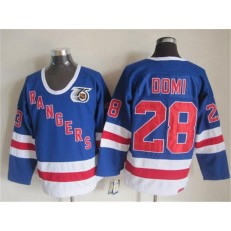 New York Rangers 28 Tie Domi Blue CCM 75TH Stitched NHL Jersey