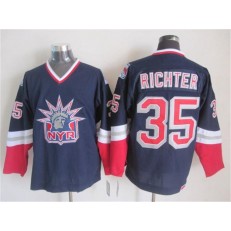 New York Rangers 35 Mike Richter Navy Blue CCM Statue of Liberty Stitched NHL Jersey
