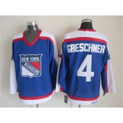 New York Rangers 4 Ron Greschner Blue White CCM Throwback Stitched NHL Jersey