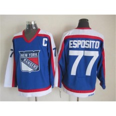 New York Rangers 77 Phil Esposito Blue White CCM Throwback Stitched NHL Jersey