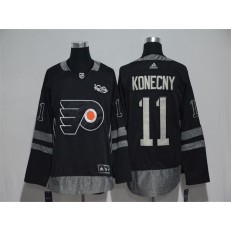 Adidas Philadelphia Flyers #11 Travis Konecny Black 1917-2017 100th Anniversary Stitched NHL Jersey