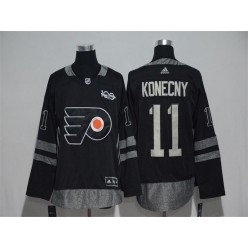 Adidas Philadelphia Flyers #11 Travis Konecny Black 1917-2017 100th Anniversary Stitched NHL Jersey