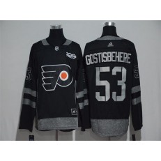 Adidas Philadelphia Flyers #53 Shayne Gostisbehere Black 1917-2017 100th Anniversary Stitched NHL Jersey
