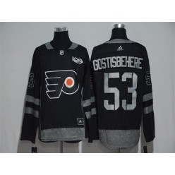 Adidas Philadelphia Flyers #53 Shayne Gostisbehere Black 1917-2017 100th Anniversary Stitched NHL Jersey