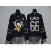 Adidas Pittsburgh Penguins #66 Mario Lemieux Black 1917-2017 100th Anniversary Stitched NHL Jersey