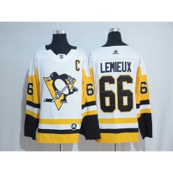 Adidas Pittsburgh Penguins #66 Mario Lemieux White Road Authentic Stitched NHL Jersey