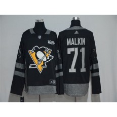 Adidas Pittsburgh Penguins #71 Evgeni Malkin Black 1917-2017 100th Anniversary Stitched NHL Jersey