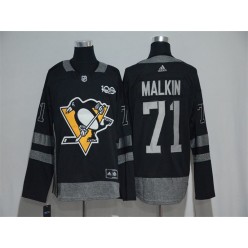 Adidas Pittsburgh Penguins #71 Evgeni Malkin Black 1917-2017 100th Anniversary Stitched NHL Jersey