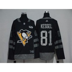 Adidas Pittsburgh Penguins #81 Phil Kessel Black 1917-2017 100th Anniversary Stitched NHL Jersey