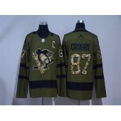 Adidas Pittsburgh Penguins #87 Sidney Crosby Green Salute to Service Stitched NHL Jersey