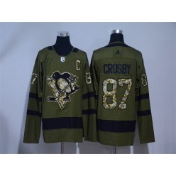 Adidas Pittsburgh Penguins #87 Sidney Crosby Green Salute to Service Stitched NHL Jersey