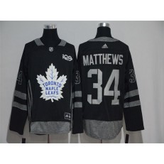 Adidas Toronto Maple Leafs #34 Auston Matthews Black 1917-2017 100th Anniversary Stitched NHL Jersey