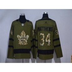 Adidas Toronto Maple Leafs #34 Auston Matthews Green Salute to Service Stitched NHL Jersey