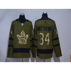 Adidas Toronto Maple Leafs #34 Auston Matthews Green Salute to Service Stitched NHL Jersey