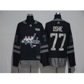 Adidas Washington Capitals #77 T J Oshie Black 1917-2017 100th Anniversary Stitched NHL Jersey
