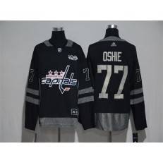 Adidas Washington Capitals #77 T J Oshie Black 1917-2017 100th Anniversary Stitched NHL Jersey