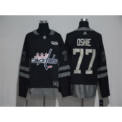 Adidas Washington Capitals #77 T J Oshie Black 1917-2017 100th Anniversary Stitched NHL Jersey