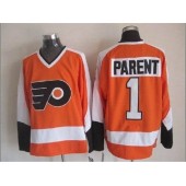 Philadelphia Flyers #1 Bernie Parent Orange CCM Throwback Stitched NHL Jersey