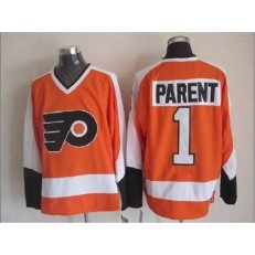 Philadelphia Flyers #1 Bernie Parent Orange CCM Throwback Stitched NHL Jersey