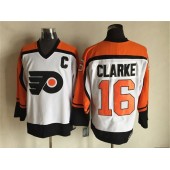 Philadelphia Flyers #16 Bobby Clarke White Black CCM Throwback Stitched NHL Jersey