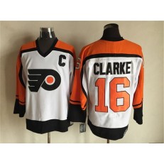 Philadelphia Flyers #16 Bobby Clarke White Black CCM Throwback Stitched NHL Jersey
