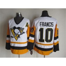 Pittsburgh Penguins #10 Ron Francis White Black CCM Throwback Stitched NHL Jersey
