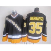 Pittsburgh Penguins #35 Tom Barrasso Black Yellow CCM Throwback Stitched NHL Jersey