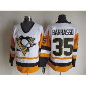 Pittsburgh Penguins #35 Tom Barrasso White Black CCM Throwback Stitched NHL Jersey
