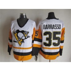Pittsburgh Penguins #35 Tom Barrasso White Black CCM Throwback Stitched NHL Jersey