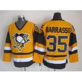 Pittsburgh Penguins #35 Tom Barrasso Yellow Mitchell & Ness Stitched NHL Jersey