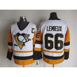 Pittsburgh Penguins #66 Mario Lemieux White Black CCM Throwback Stitched NHL Jersey