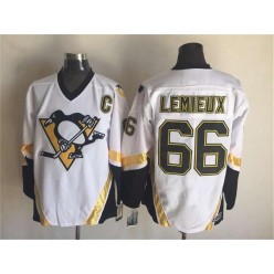 Pittsburgh Penguins #66 Mario Lemieux White CCM Throwback Stitched NHL Jersey
