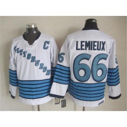 Pittsburgh Penguins #66 Mario Lemieux White Light Blue CCM Throwback Stitched NHL  Jersey