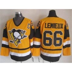 Pittsburgh Penguins #66 Mario Lemieux Yellow Mitchell & Ness Stitched NHL Jersey