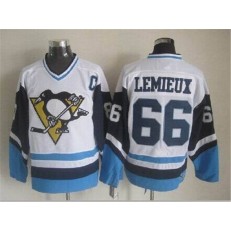 Pittsburgh Penguins #66 White Blue CCM Throwback Stitched NHL Jersey