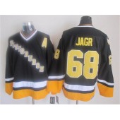 Pittsburgh Penguins #68 Jaromir Jagr Black Yellow CCM Throwback Stitched NHL Jersey
