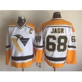 Pittsburgh Penguins #68 Jaromir Jagr White Yellow CCM Throwback Stitched NHL Jersey