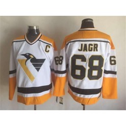 Pittsburgh Penguins #68 Jaromir Jagr White Yellow CCM Throwback Stitched NHL Jersey