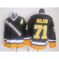 Pittsburgh Penguins #71 Evgeni Malkin Black Yellow CCM Throwback Stitched NHL Jersey