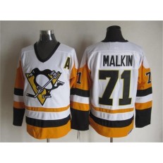 Pittsburgh Penguins #71 Evgeni Malkin White Black CCM Throwback Stitched NHL Jersey