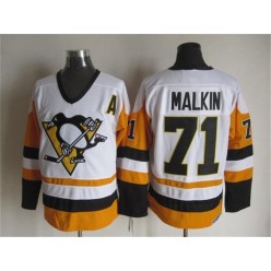 Pittsburgh Penguins #71 Evgeni Malkin White Black CCM Throwback Stitched NHL Jersey