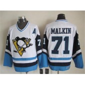 Pittsburgh Penguins #71 Evgeni Malkin White Blue CCM Throwback Stitched NHL Jersey