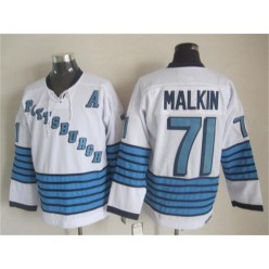 Pittsburgh Penguins #71 Evgeni Malkin White Light Blue CCM Throwback Stitched NHL  Jersey
