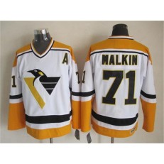 Pittsburgh Penguins #71 Evgeni Malkin White Yellow CCM Throwback Stitched NHL Jersey