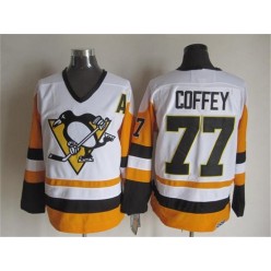 Pittsburgh Penguins #77 Paul Coffey White Black CCM Throwback Stitched NHL Jersey