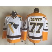 Pittsburgh Penguins #77 Paul Coffey White Yellow CCM Throwback Stitched NHL Jersey